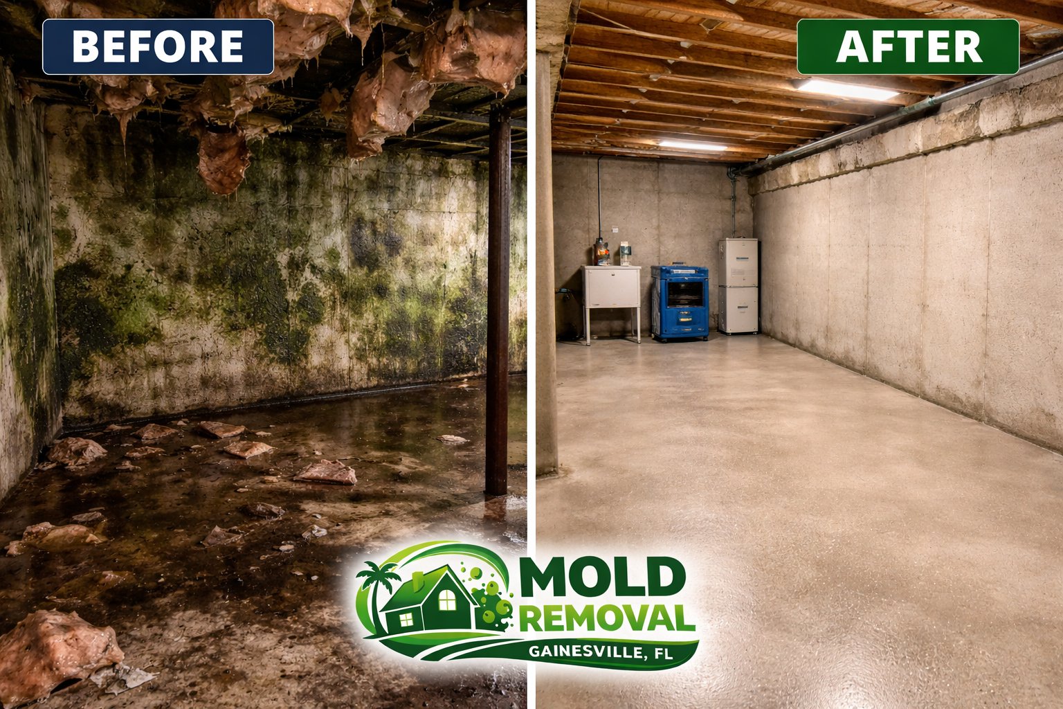 Crawl space mold removal before and after Gainesville FL